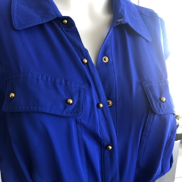 Long Silk Purple/Blue Dress with Snap Buttons - Picture 4 of 8